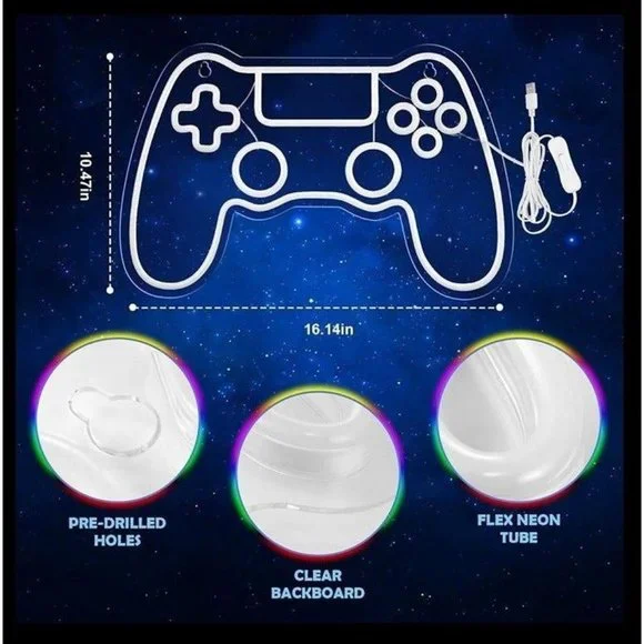 NEW Game Controller LED Light Neon Sign (Room Decor Teen Boy Wall Gamer Gaming - Picture 3 of 8